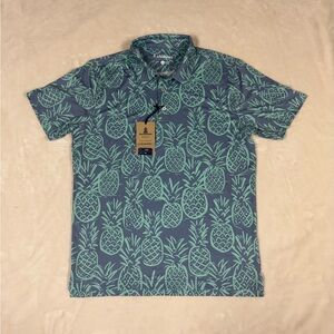 Chubbies Hazy Thigh-napple Stone Performance Polo 2.0 pineapple shirt Large NWT